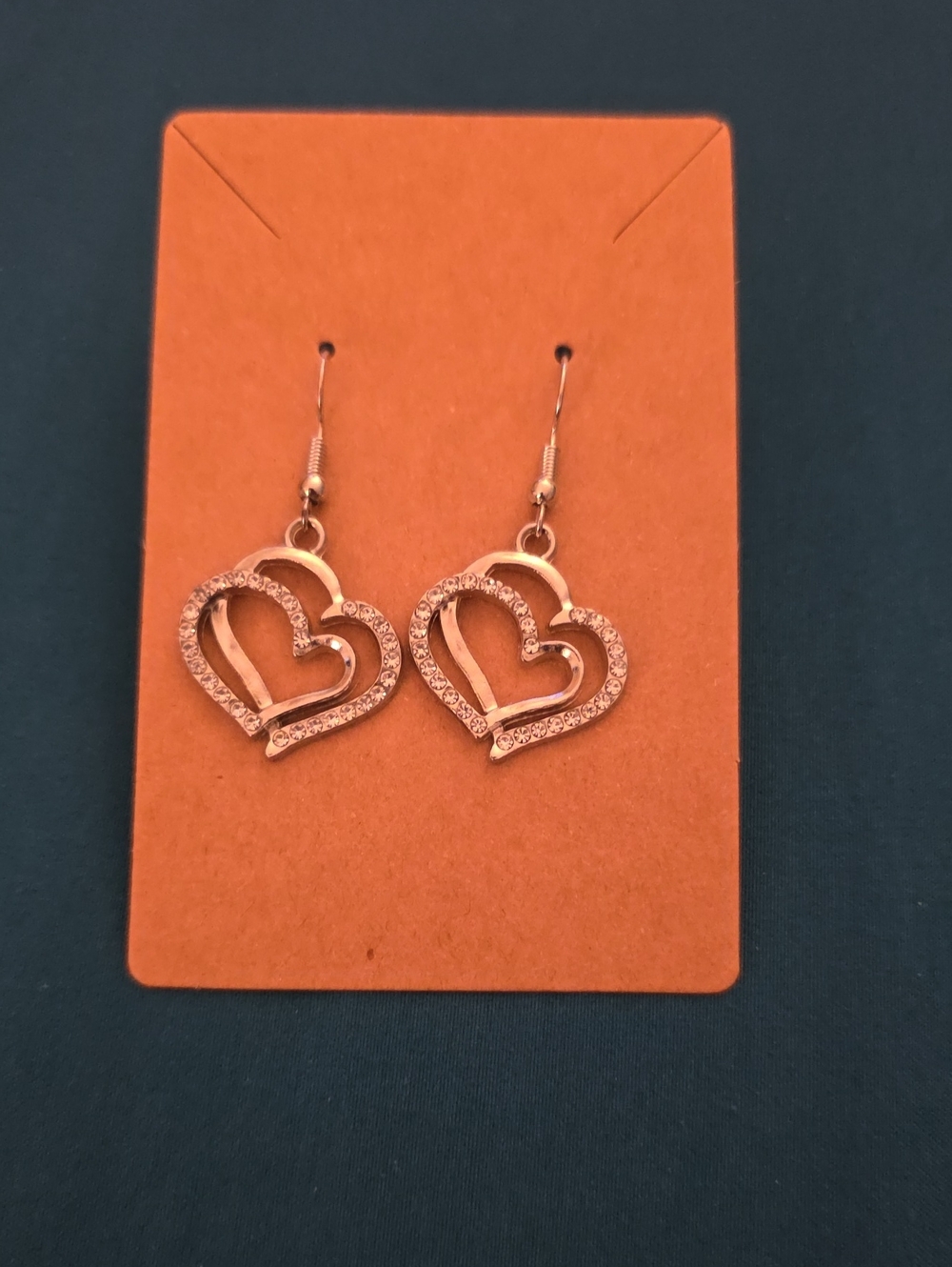 Double Heart Drop Earrings